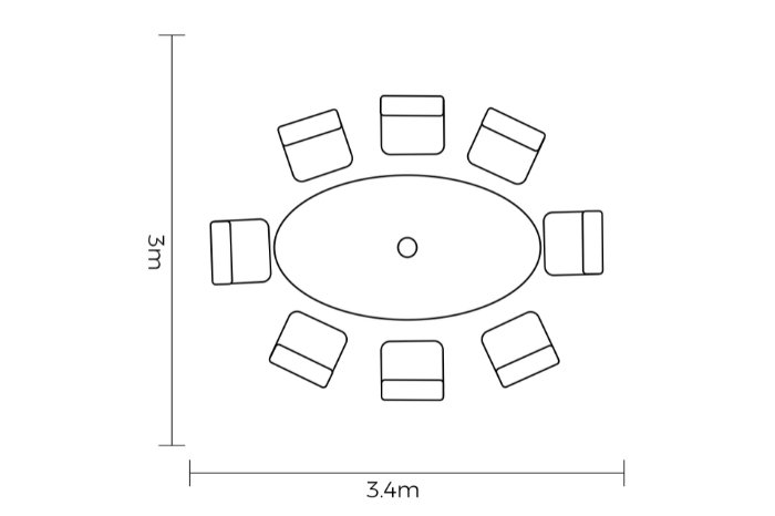 Hartman Eton 8 Seat Elliptical Dining Set